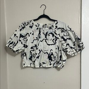 A New Day Abstract Black and White Blouse